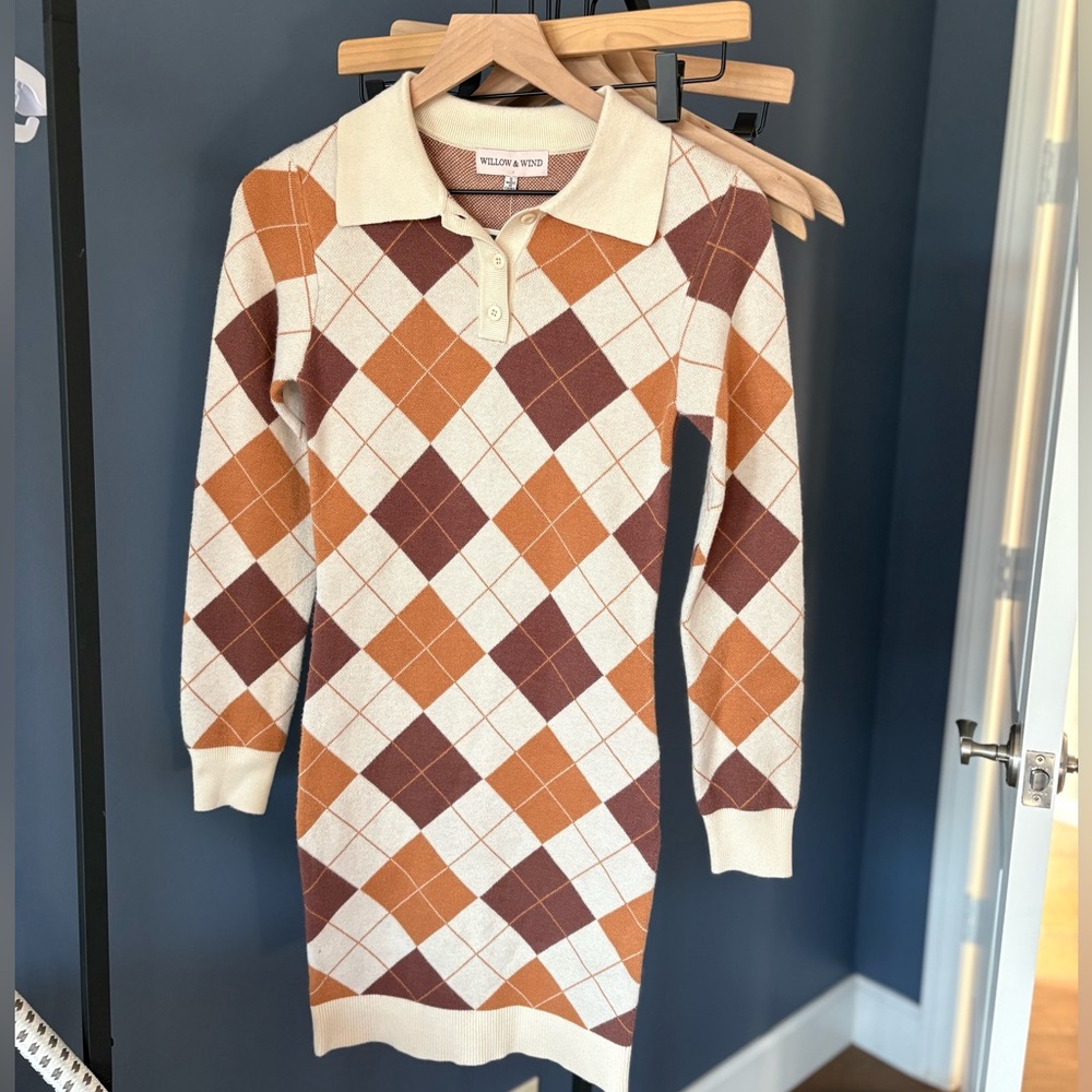 Argyle Sweater Dress - S